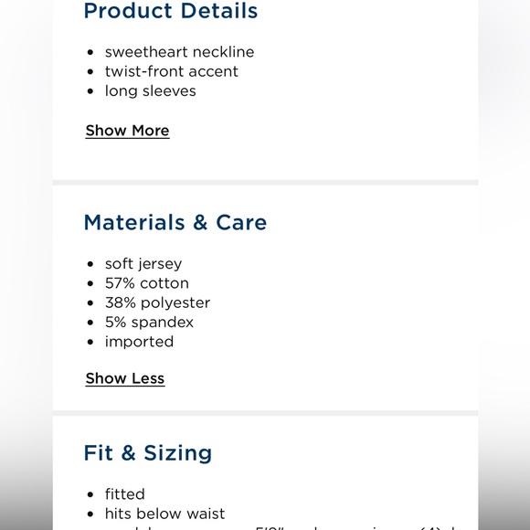 NWT: Long Sleeve Twisted Front V-Neck - Picture 7 of 7